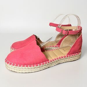 Joie Cruz Ankle Strap Espadrille Red Suede Platform Shoes‎ Sandals Women's 9M